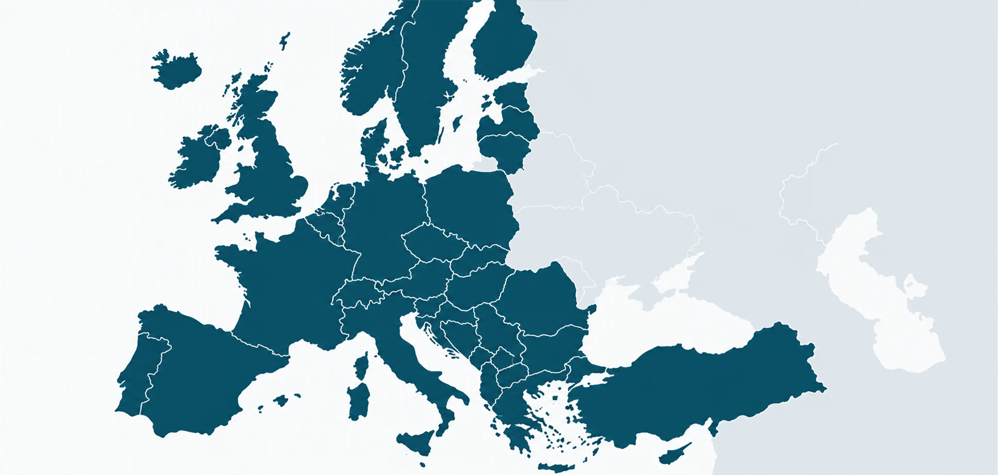Mapa krajów Europy obsługiwanych przez MERO TSL w zakresie spedycji i transportu
